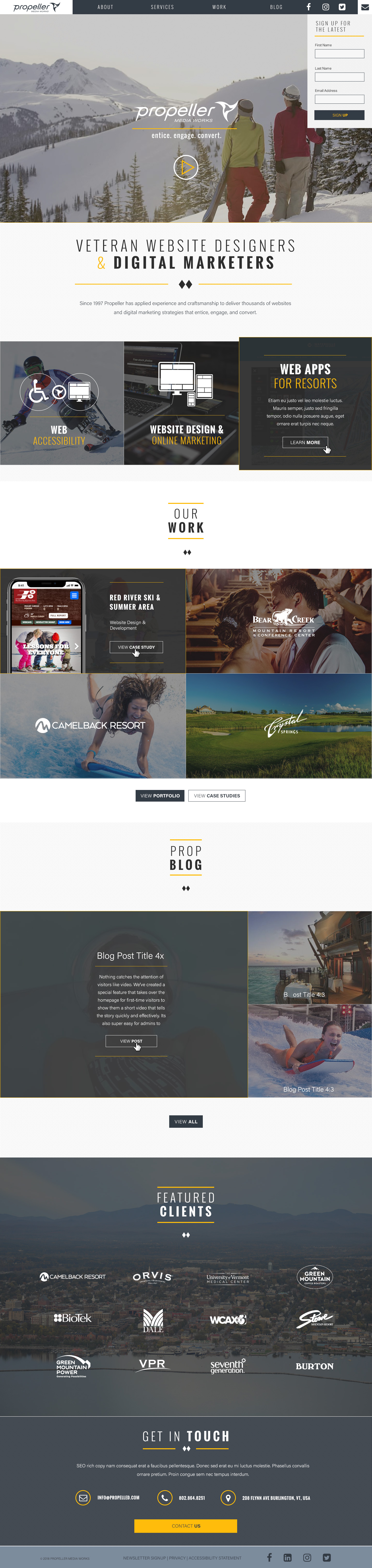 Propeller Media Works - Desktop Homepage Design with Active Areas