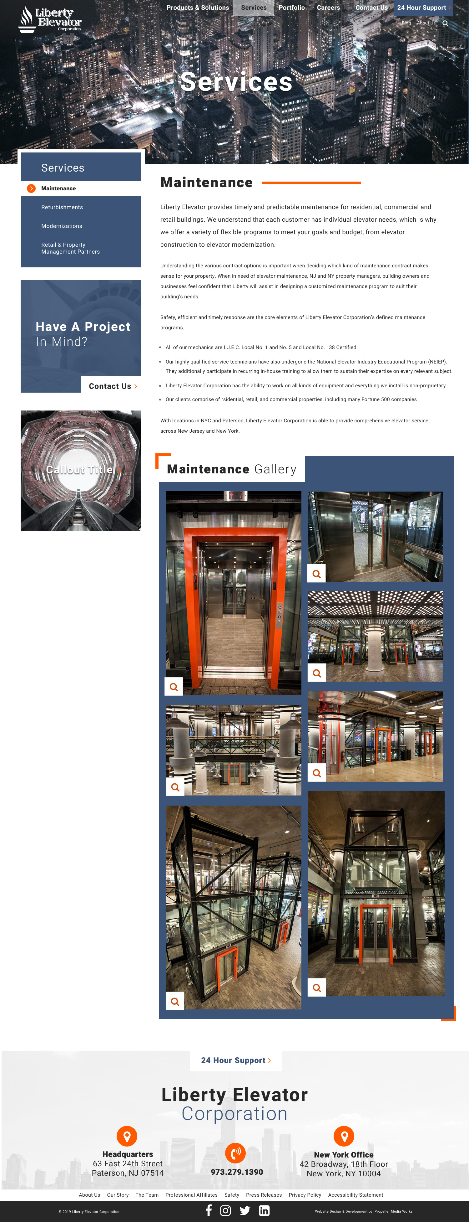Liberty Elevator Desktop Service Detail Page