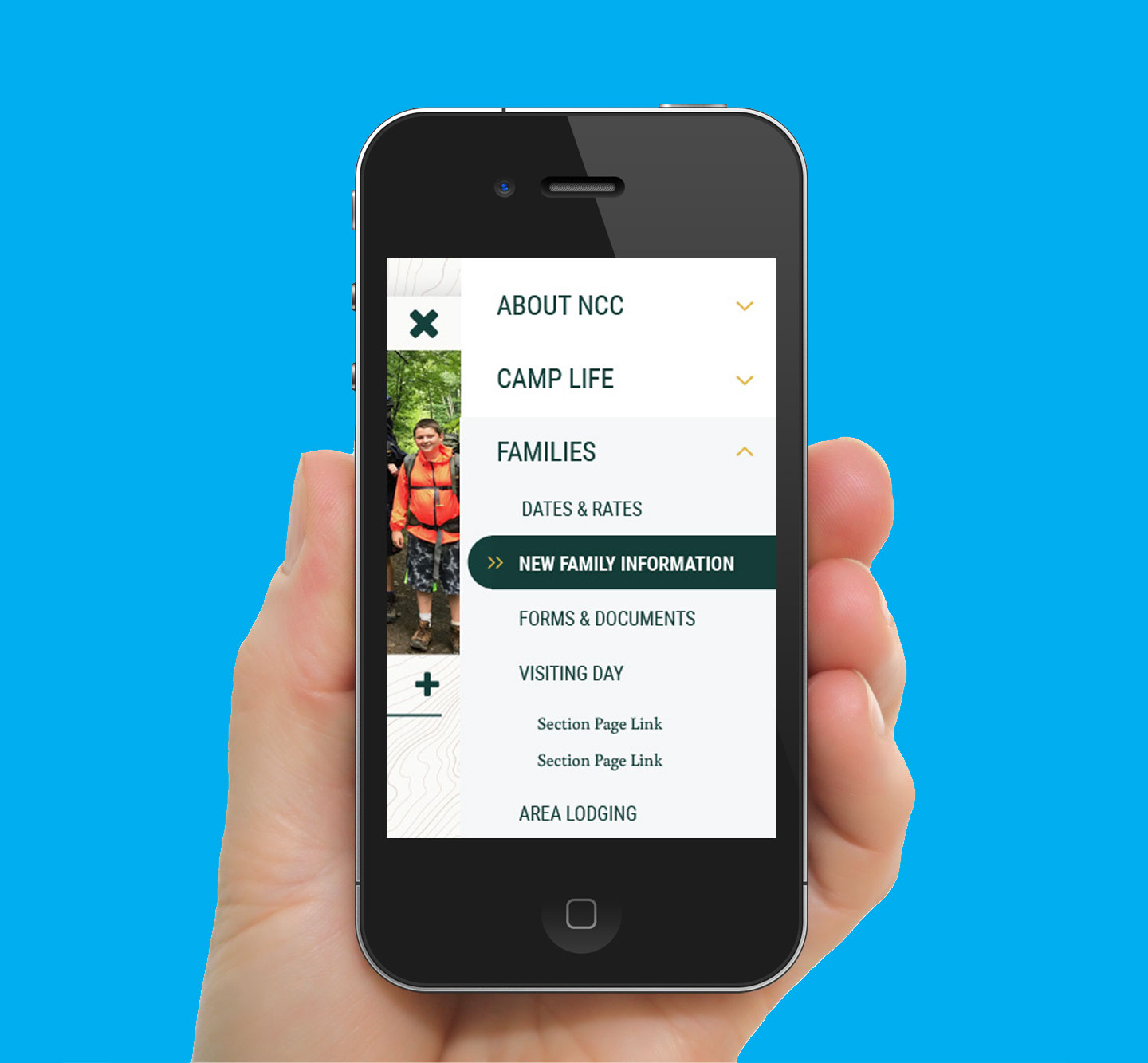 North Country Camps - Main Navigation Design Mobile