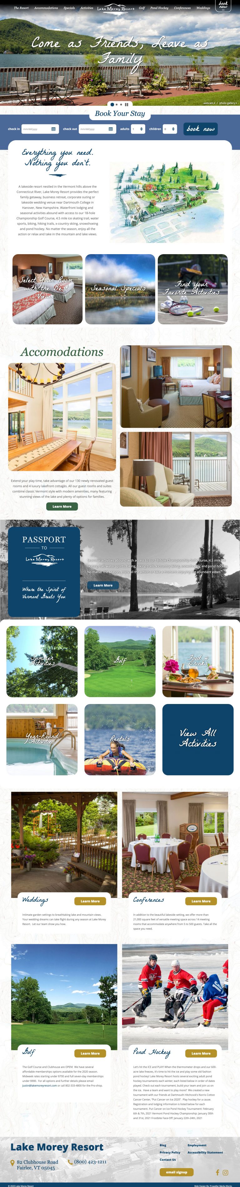Lake Morey Resort Homepage Desktop Design