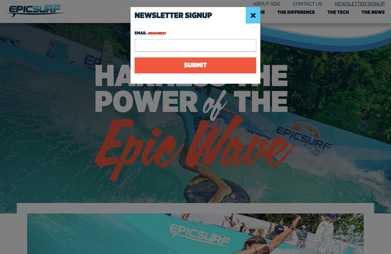 Epic Surf contact form modal