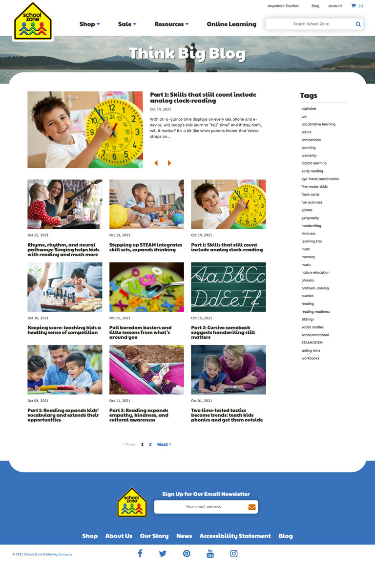 Schoolzone Blog page design