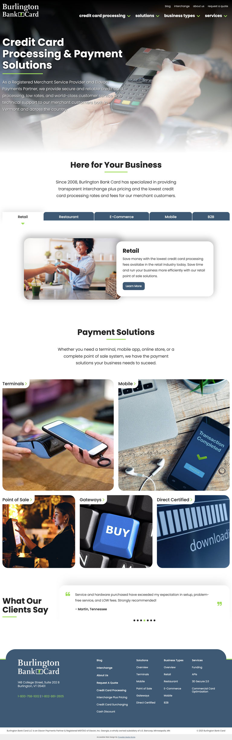 Burlington Bank Card Homepage - Desktop